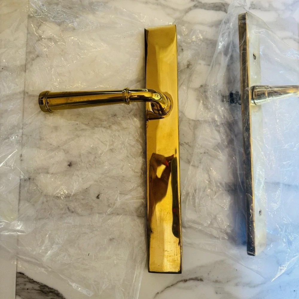 Emtek‎ Merrimack Lever US3NL Polished Brass 14A4MERHUS3NL RH Open Box NOS